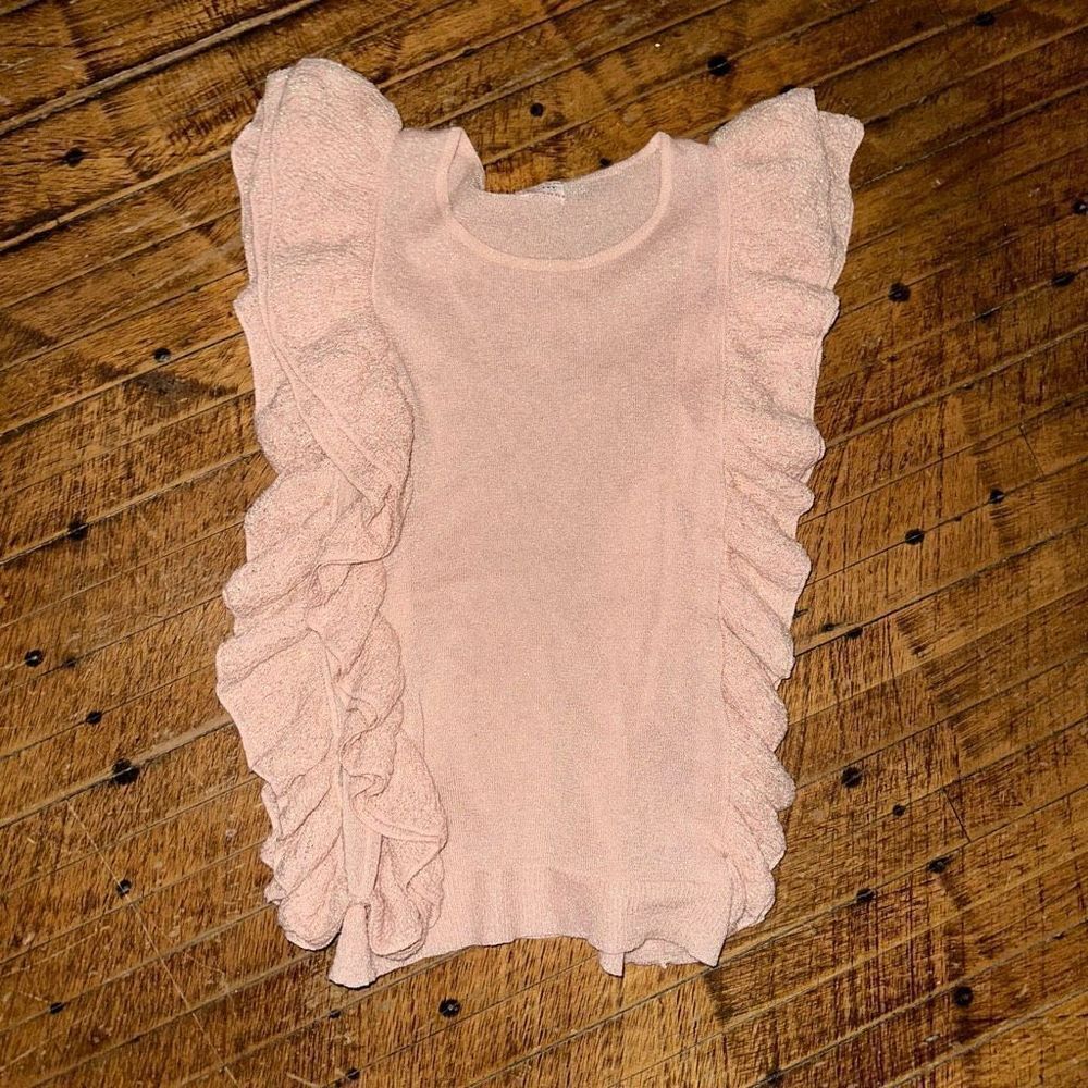Morley kids shimmery blush ruffled sleeveless size 16 top